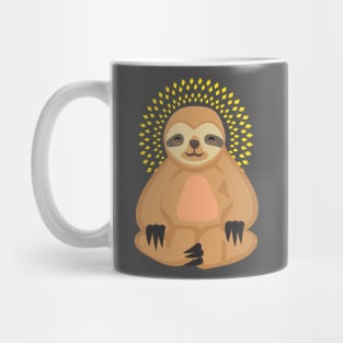 Funny Sloth in Yoga position with enlightenment lights Mug